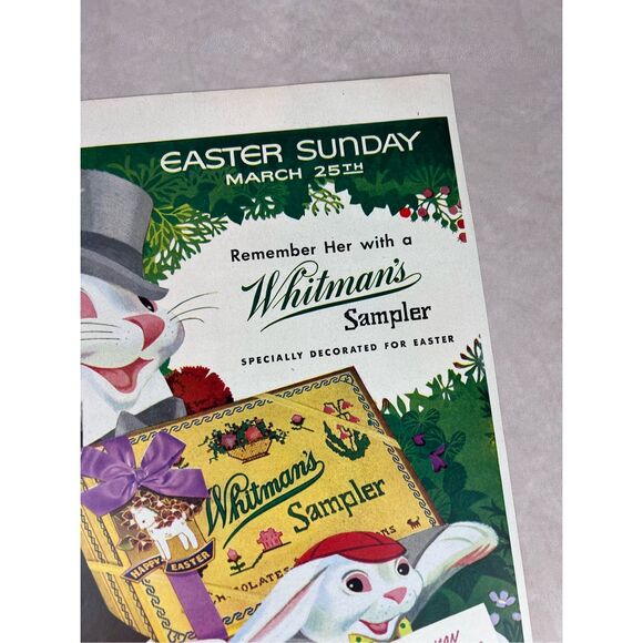 Vintage 1951 Whitman Sampler Easter Print Ad Chocolate Mod MCM - Picture 4 of 5